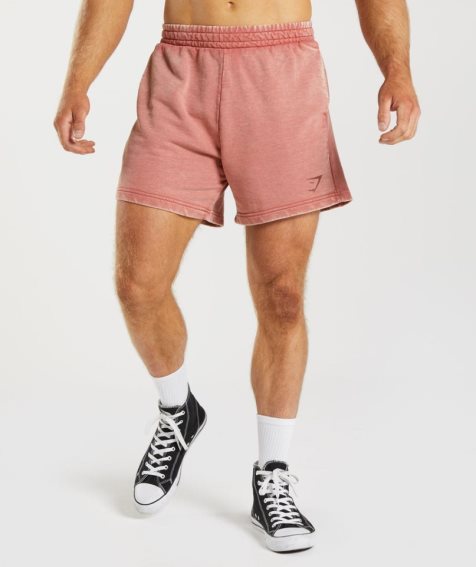 Men's Gymshark Power Washed 5" Shorts Pink | CA DN1058